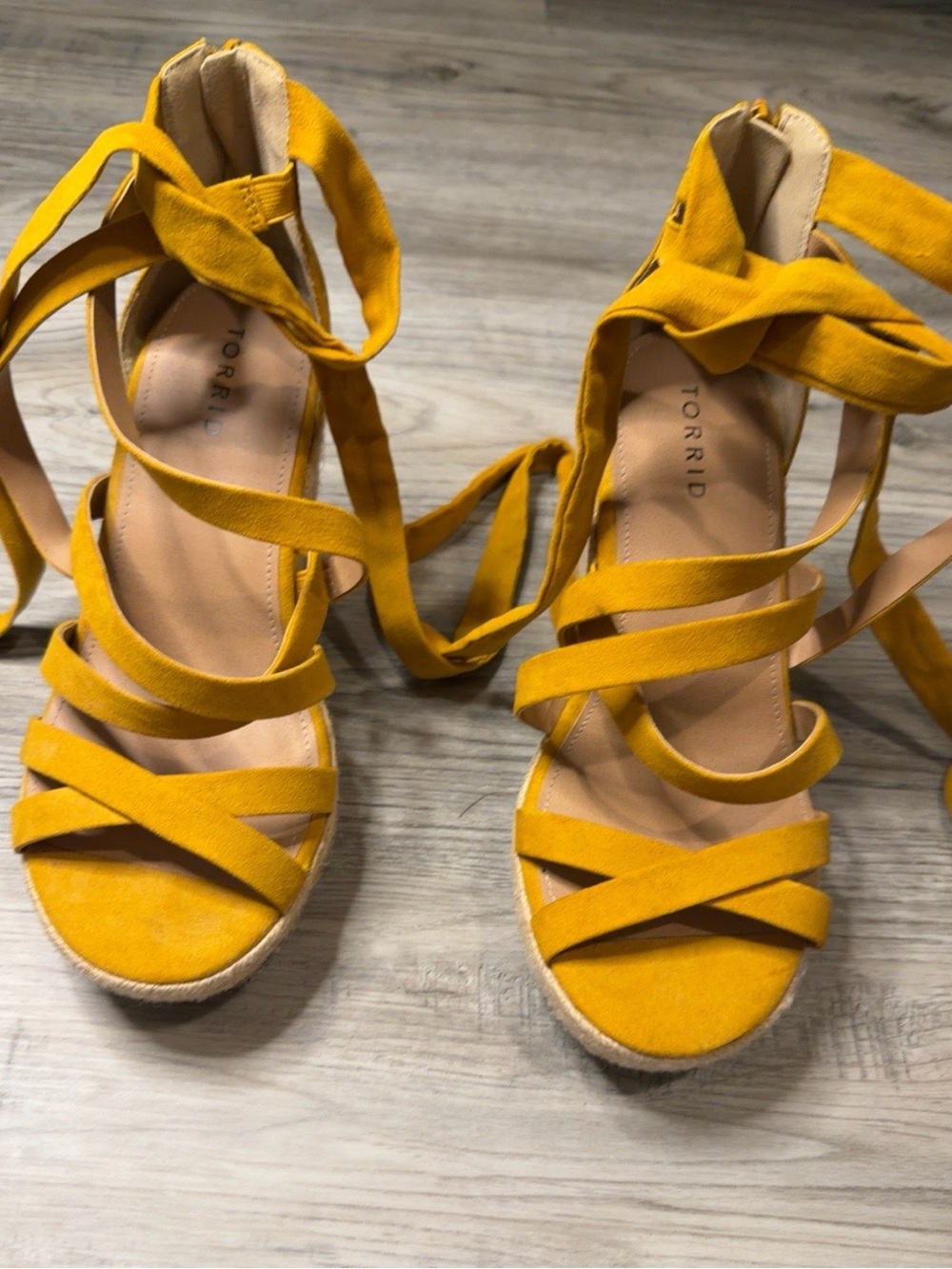 Torrid Mustard Yellow Lace-Up Wedges - Size 9